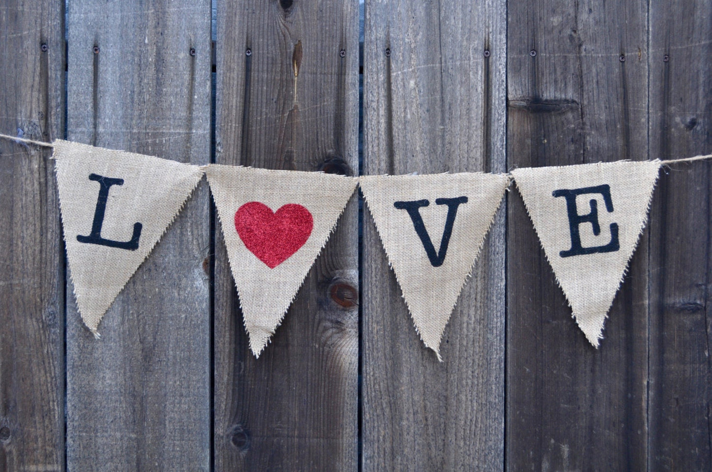 burlap banners valentines and hearts