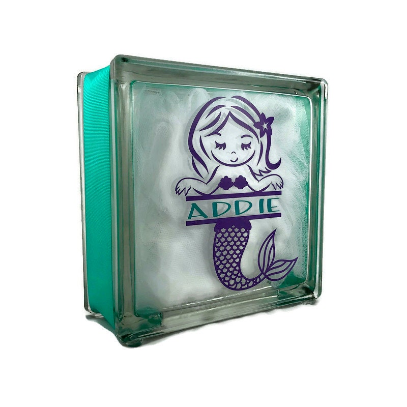 mermaid glass block night light