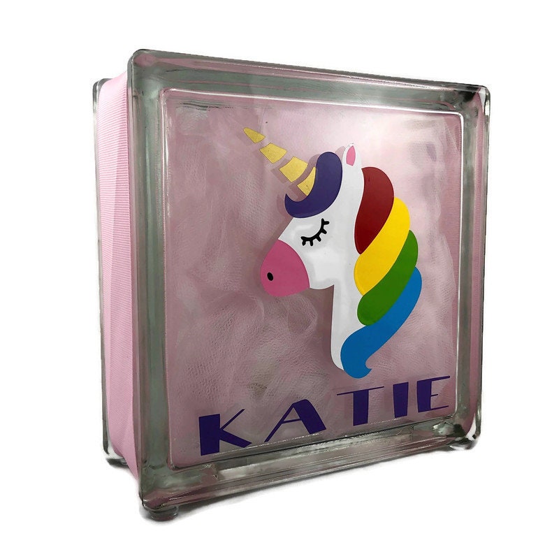 Unicorn block glass light