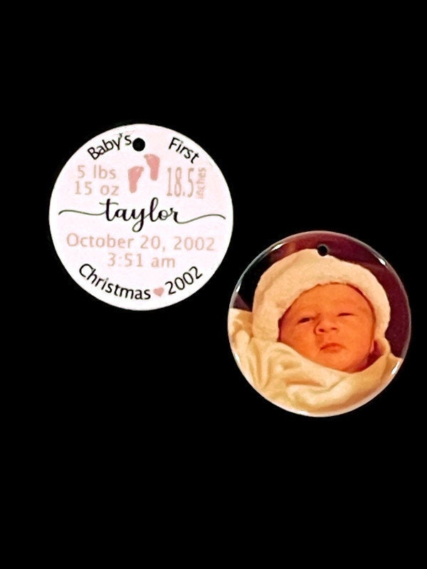 double-sided personalized baby first christmas ornament