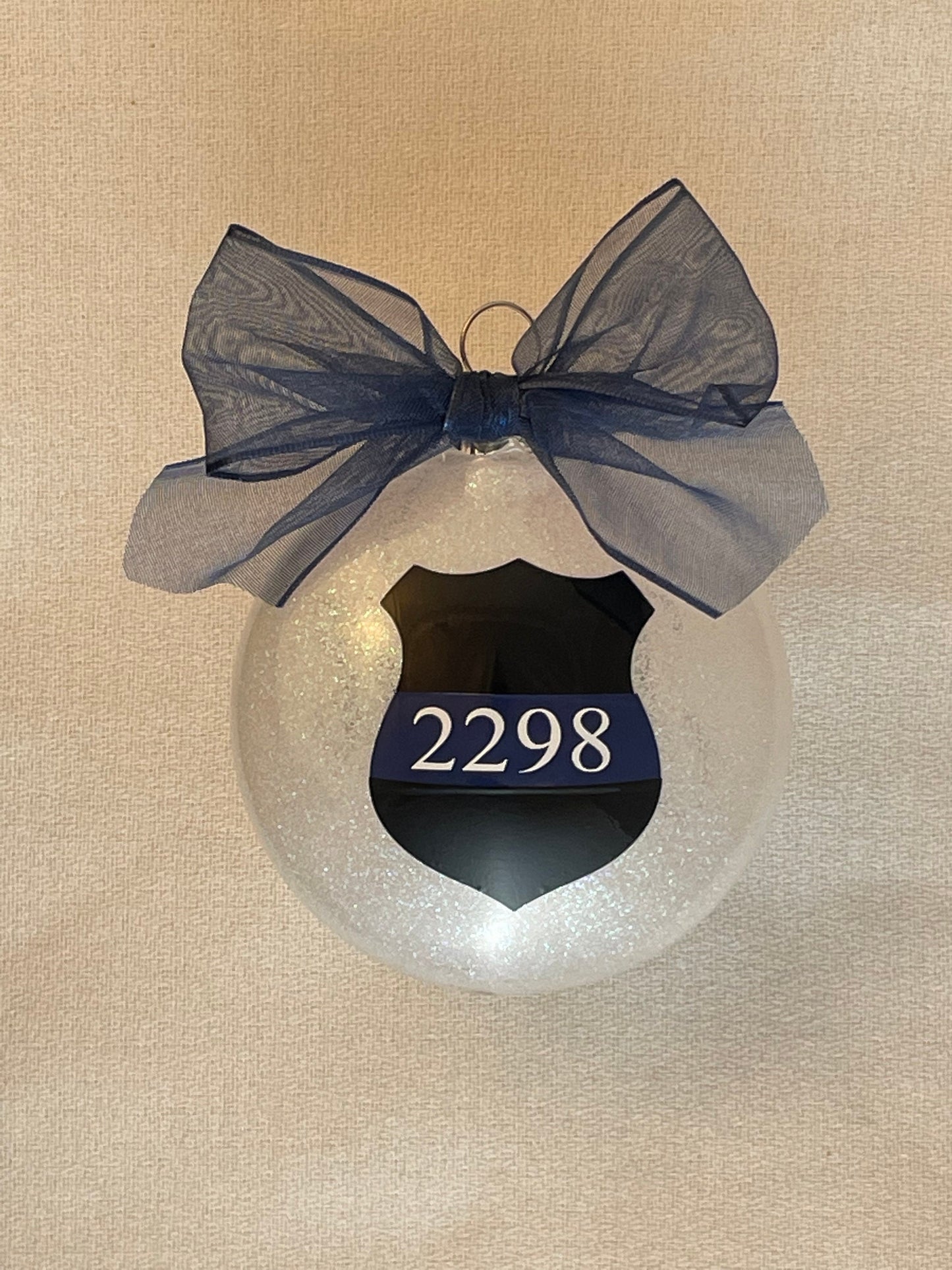 blue ornament with police #