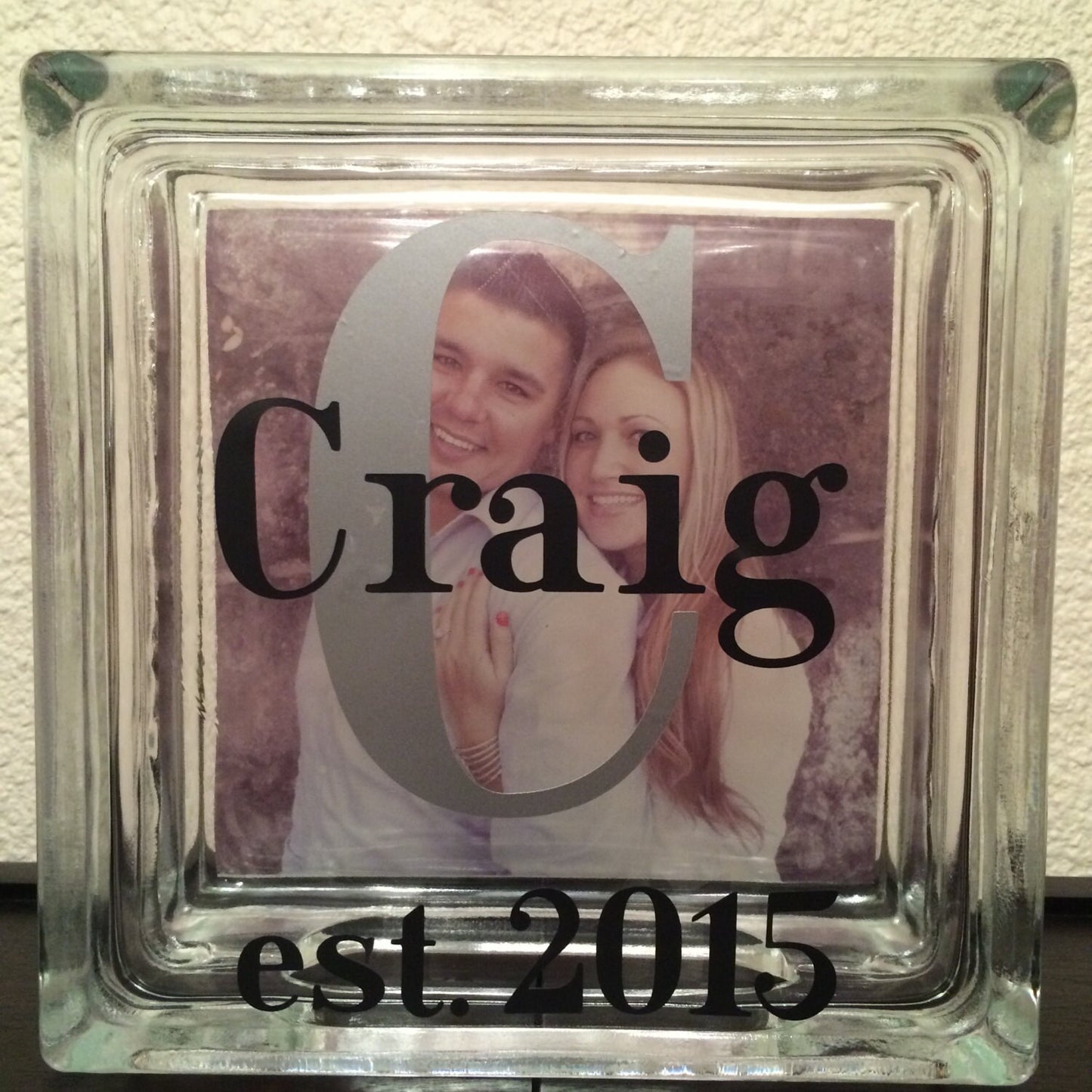 glass block with picture