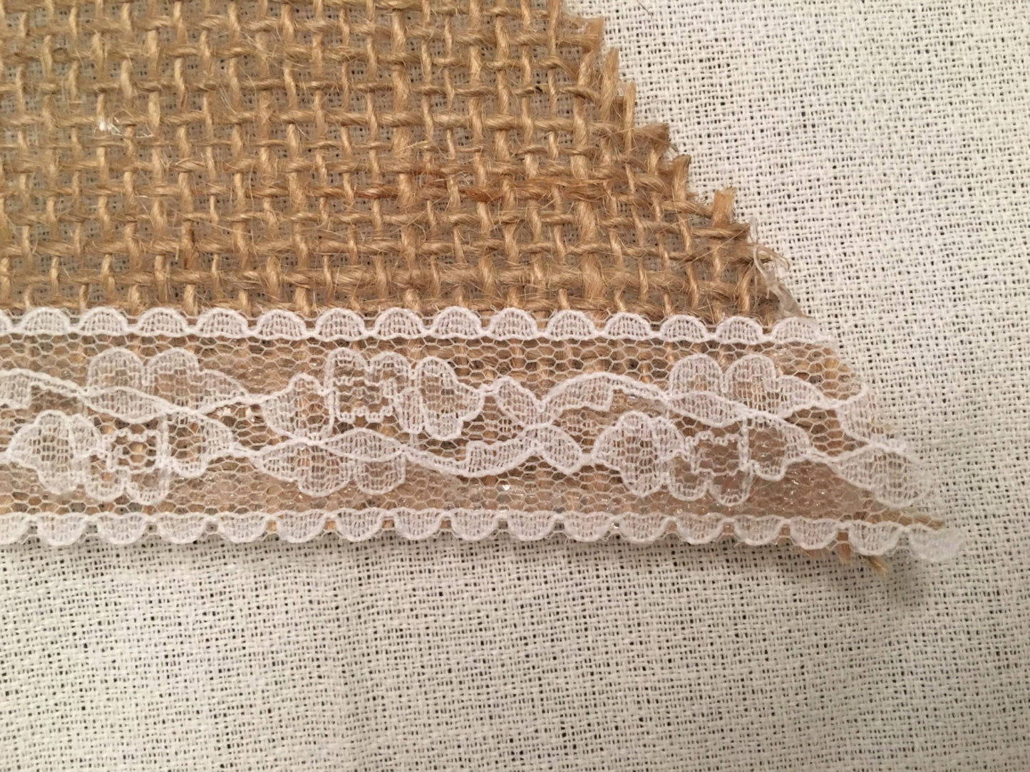 burlap and lace banner