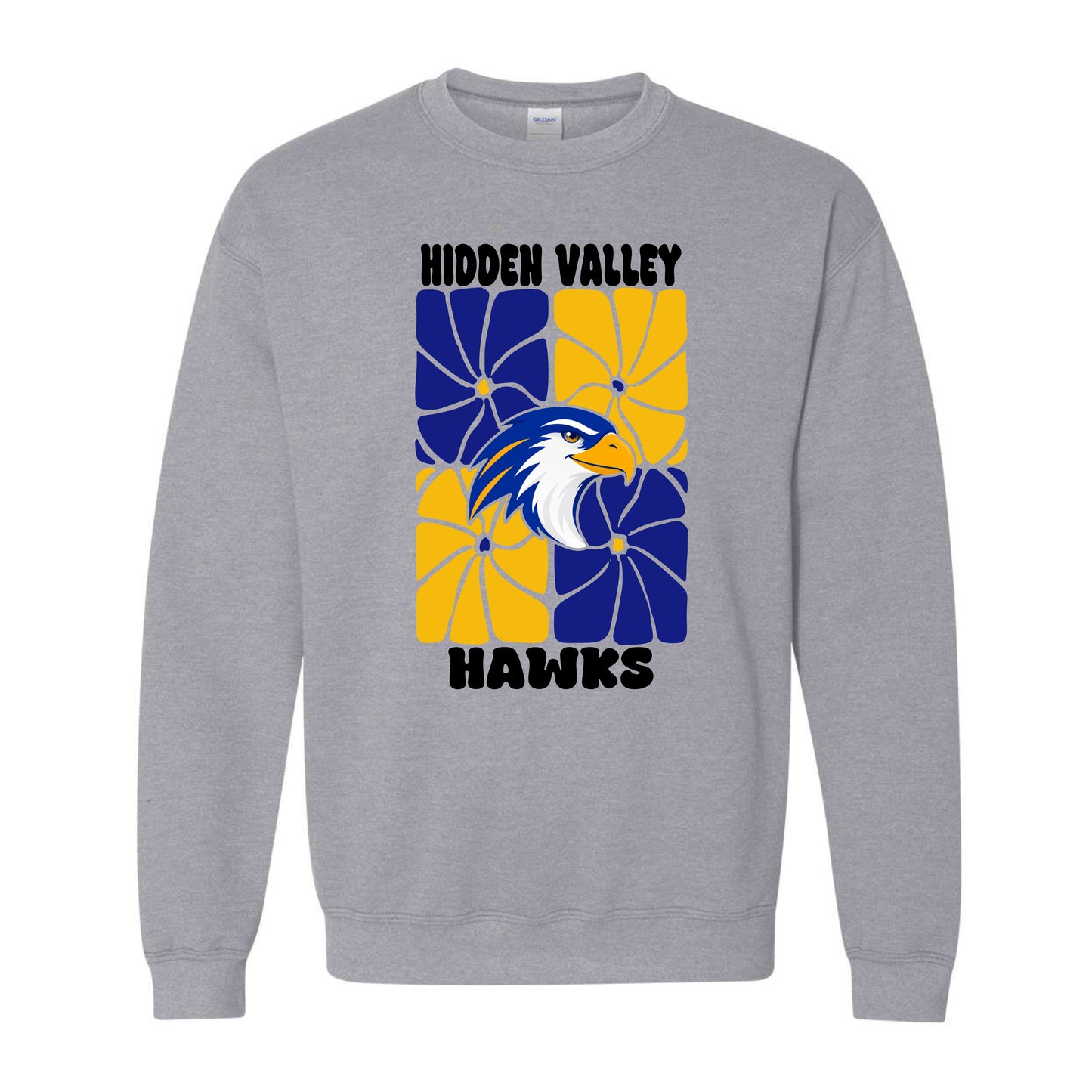 Hidden Valley Hawks Retro Flowers Crewneck Sweatshirt