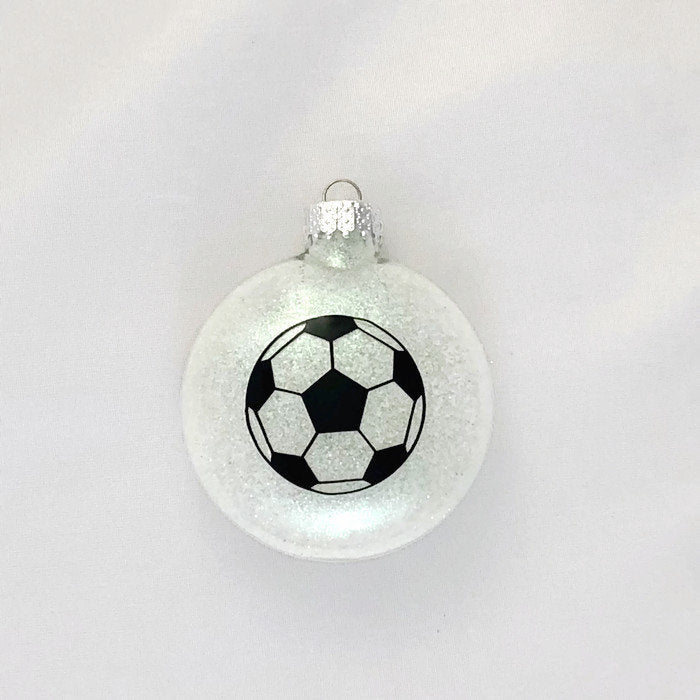 Soccer glitter ornament
